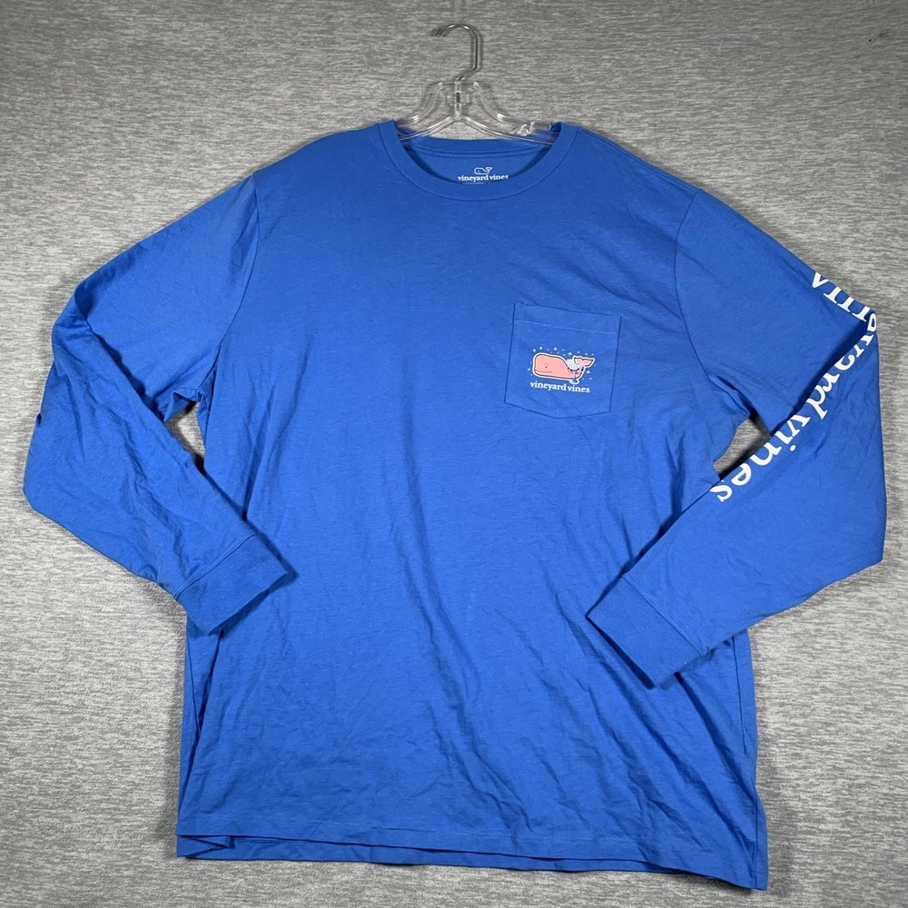 Vineyard Vines Shirt Mens XL Blue Long Sleeve Happy Hanukkah Whale Graphic Tee